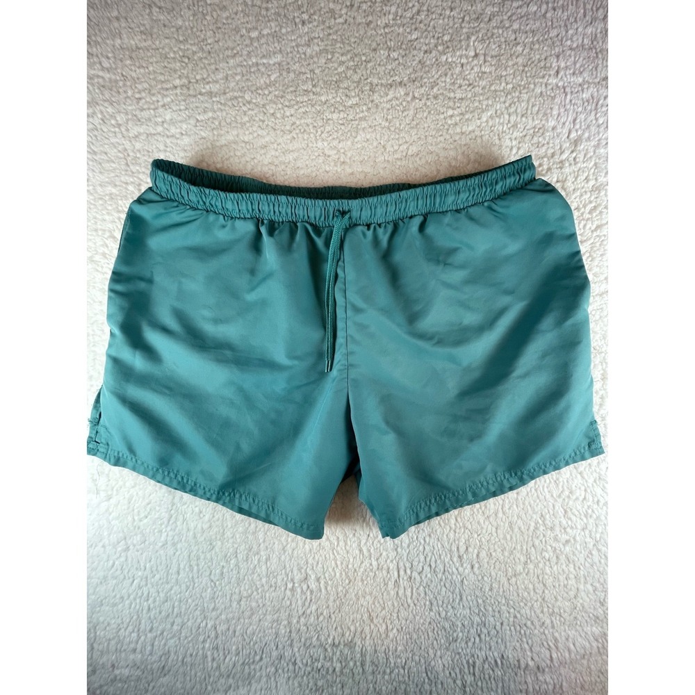 Mens Teal Green Swim Trunks Quick Dry Drawstring Board Shorts Back Pocket Large